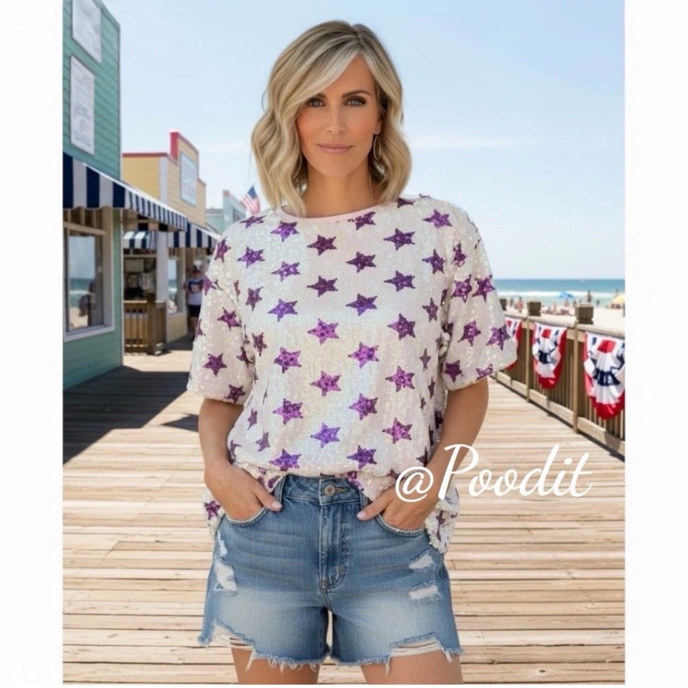 BAEVELY sequin star tee S M
